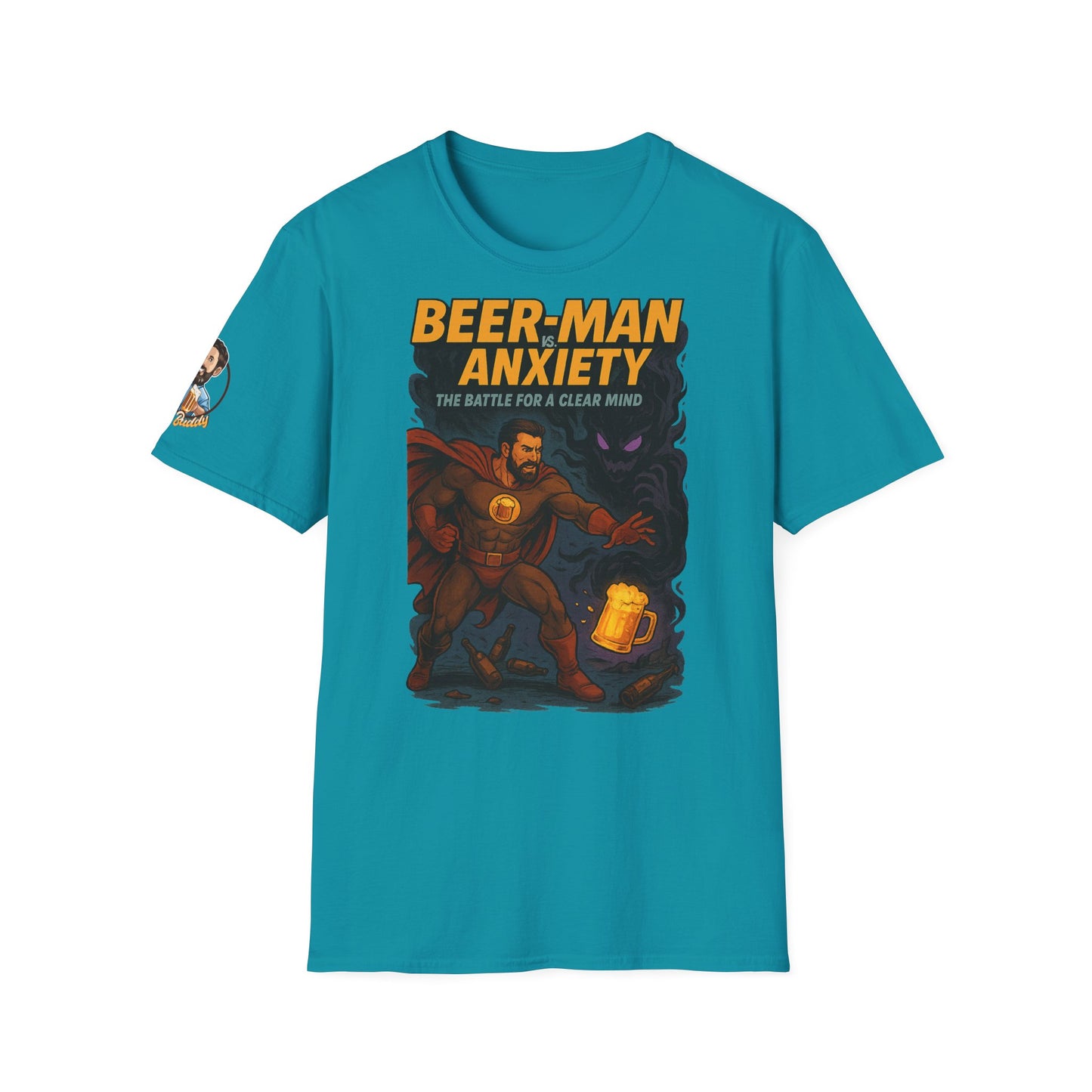 Unisex Soft-style T-Shirt - Beer-Man vs. Anxiety