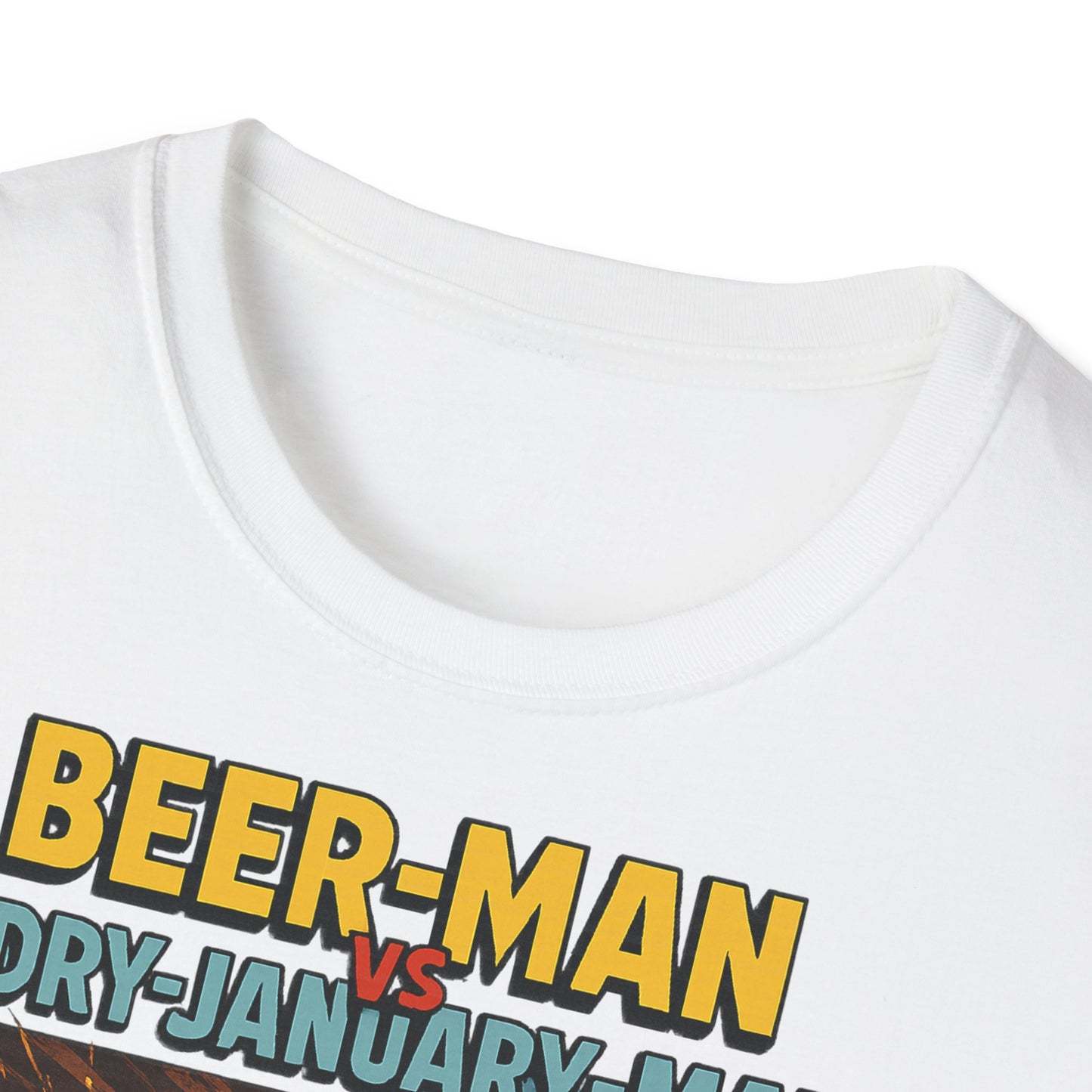 Unisex Softstyle T-Shirt:  Beer-Man vs Dry-January Man