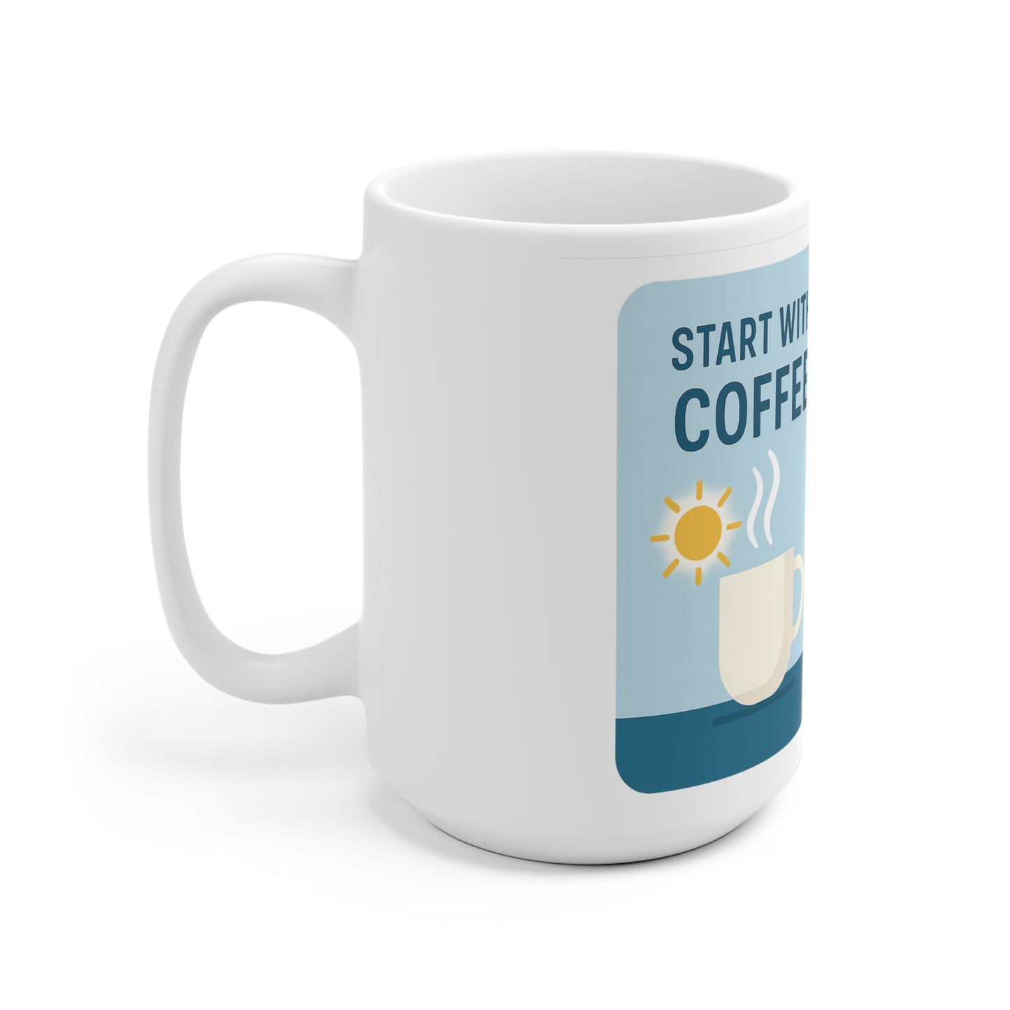 Keramische koffietas - "Start with Coffee, end with beer"