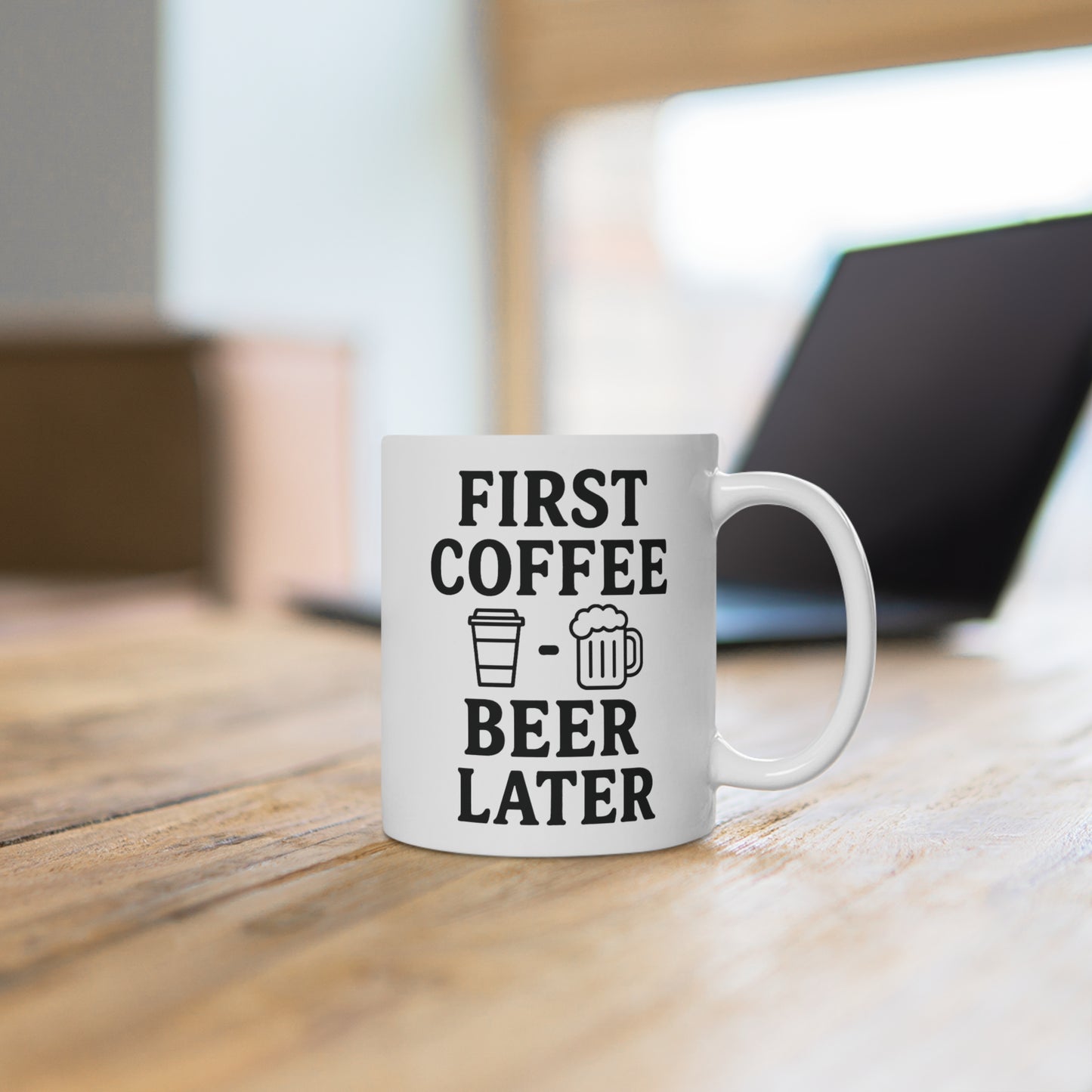 Keramische koffietas: First Coffee, Beer Later