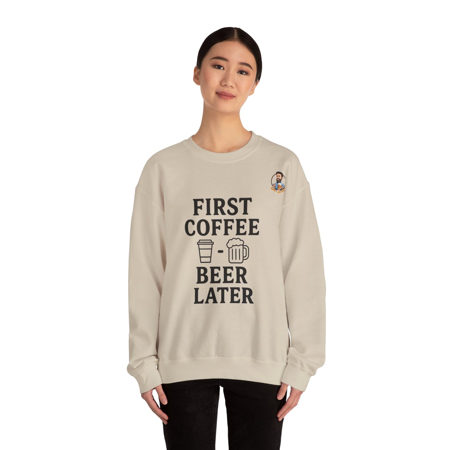Unisex Heavy Blend™ Crewneck - First Coffee - Beer Later