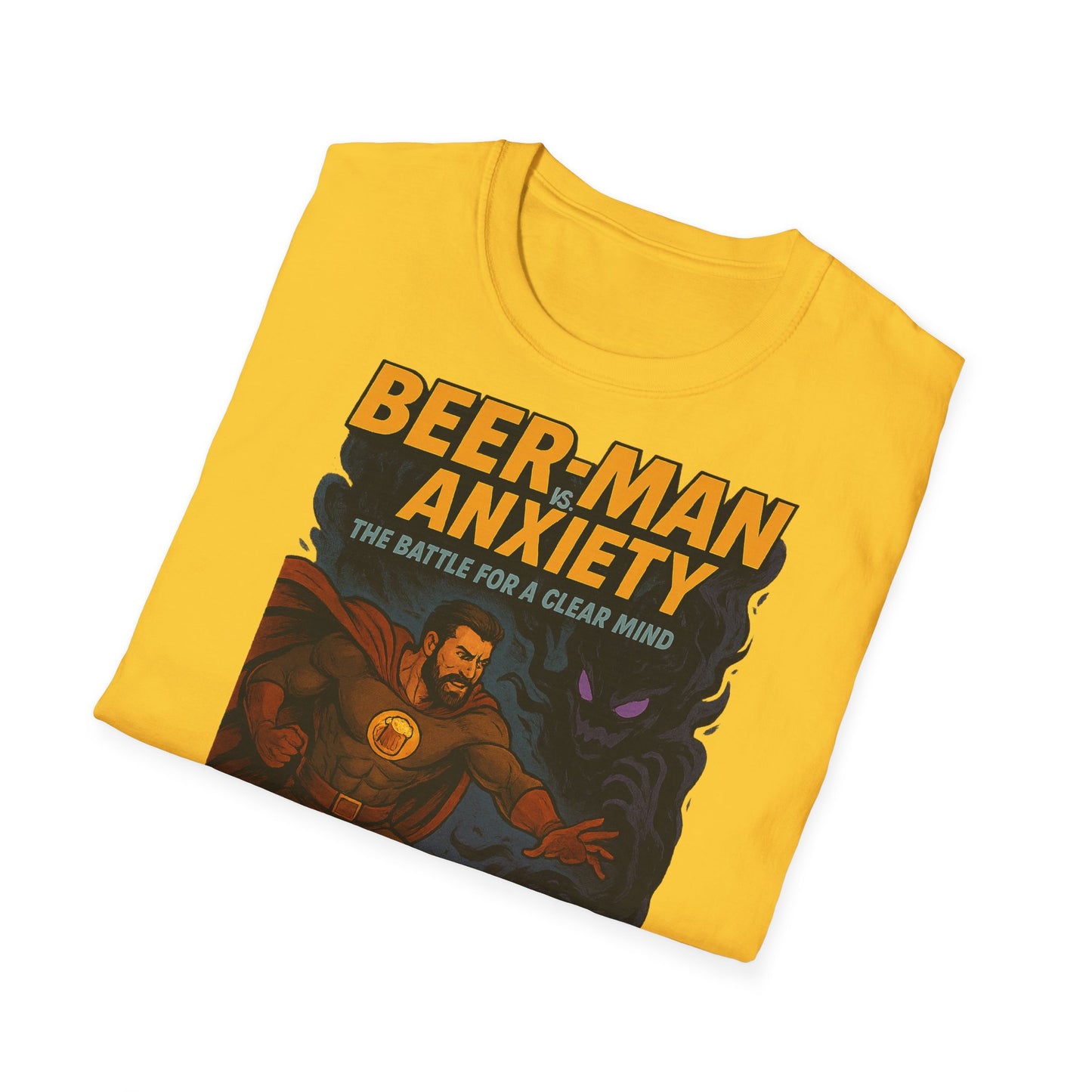 Unisex Soft-style T-Shirt - Beer-Man vs. Anxiety