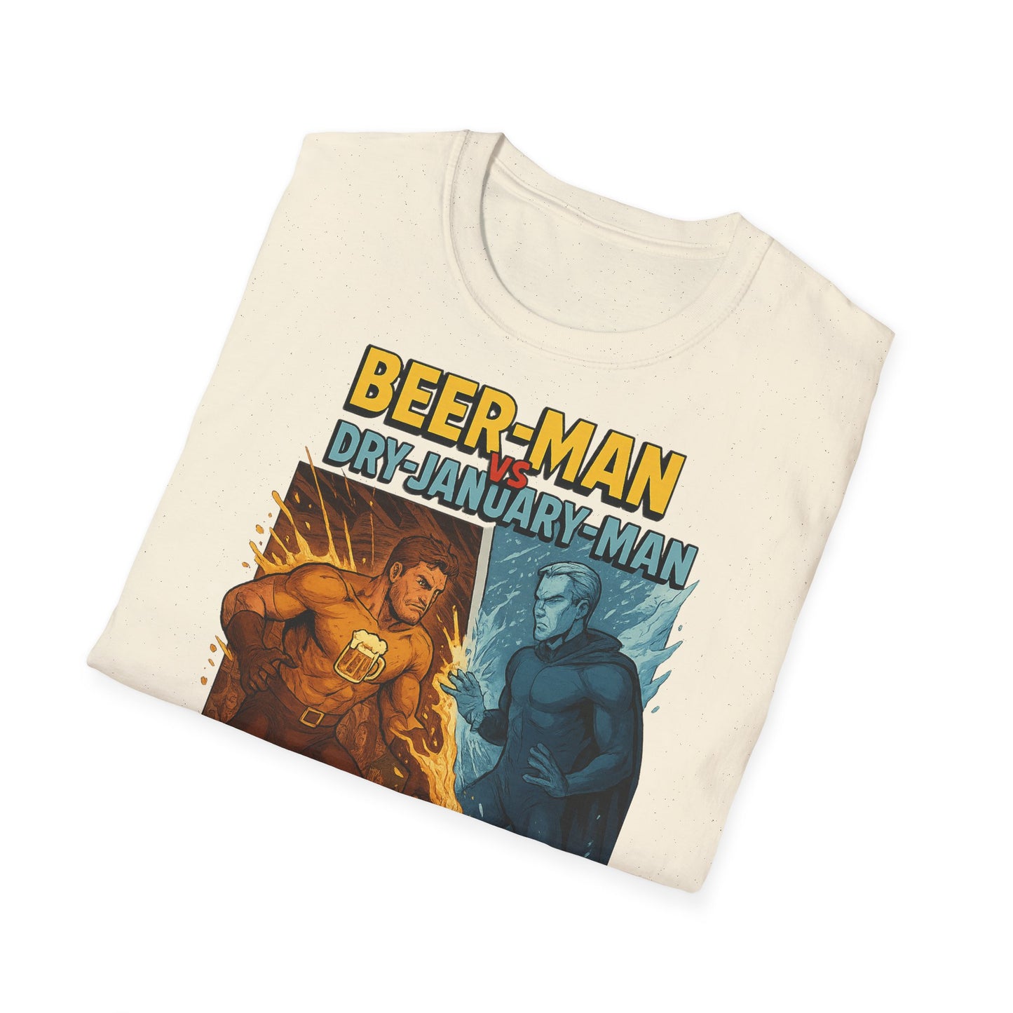 Unisex Softstyle T-Shirt:  Beer-Man vs Dry-January Man
