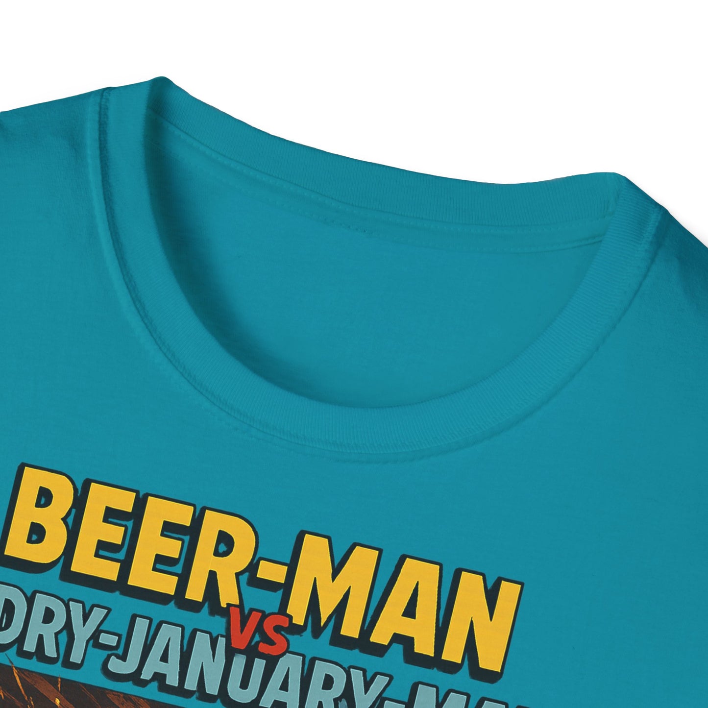Unisex Softstyle T-Shirt:  Beer-Man vs Dry-January Man
