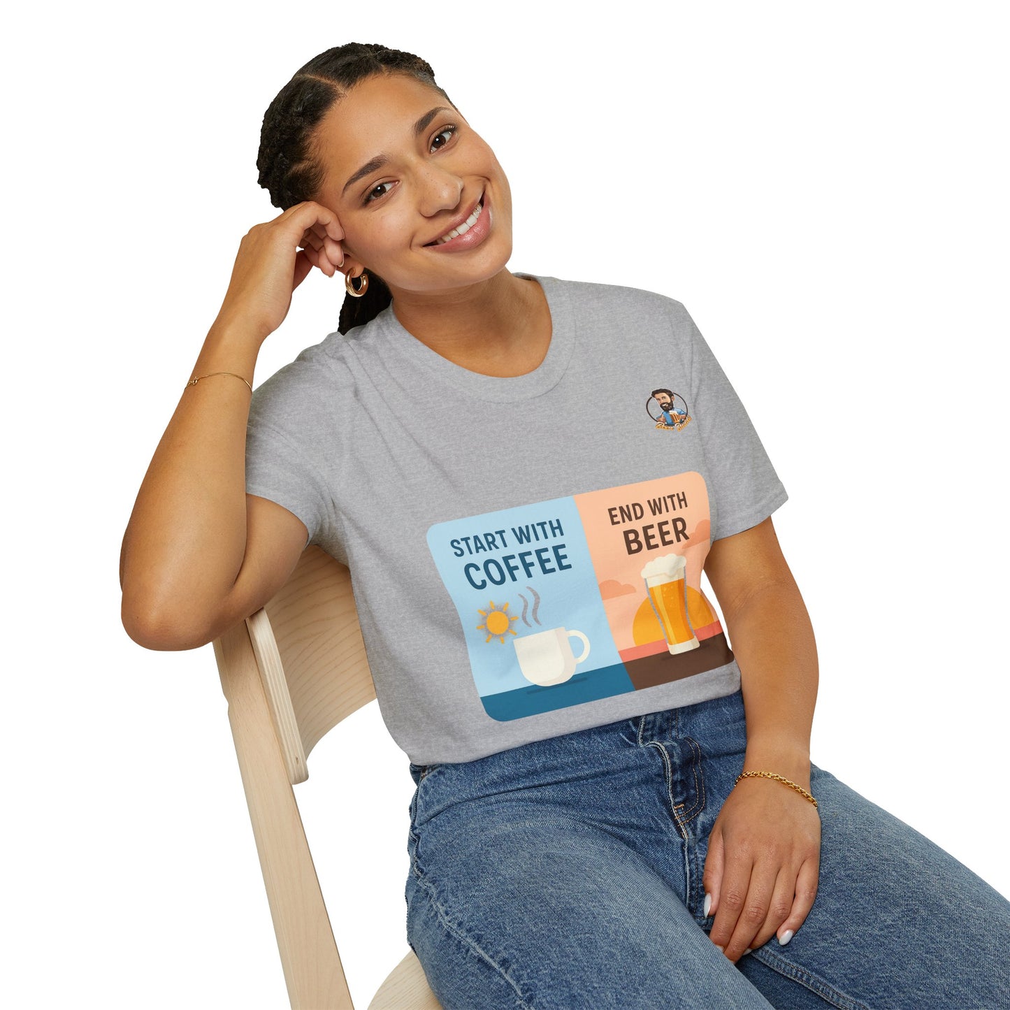 Unisex Softstyle T-Shirt - Start With Coffee End With Beer