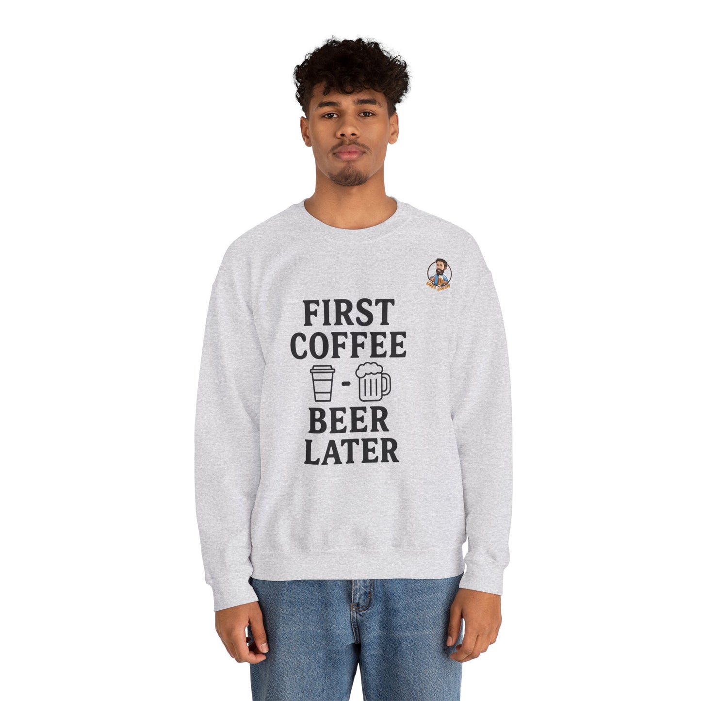 Unisex Heavy Blend™ Crewneck - First Coffee - Beer Later