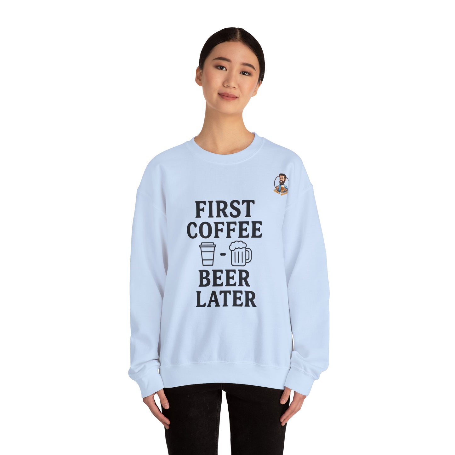 Unisex Heavy Blend™ Crewneck - First Coffee - Beer Later