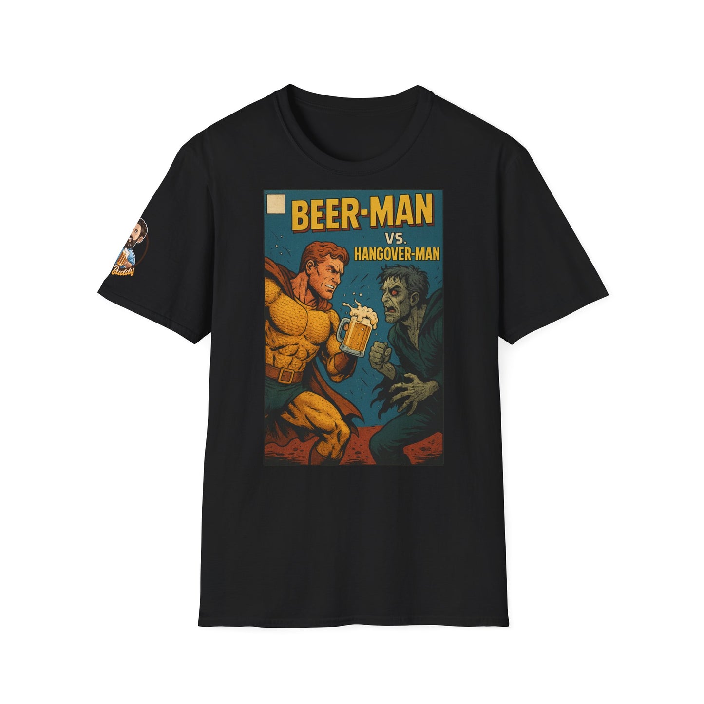 Unisex Softstyle T-Shirt - Beer-Man vs. Hangover Man Cover Style