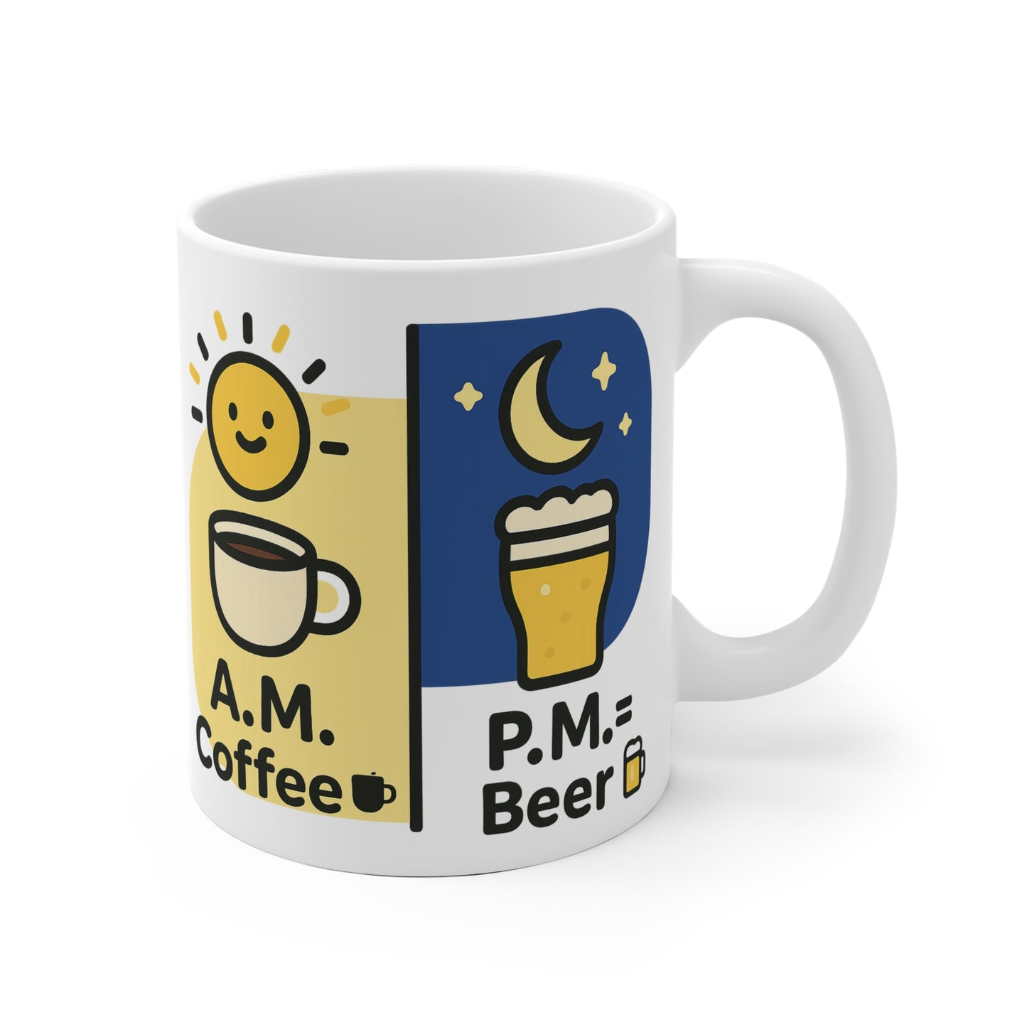 Keramische Koffietas: AM Coffee / PM Beer