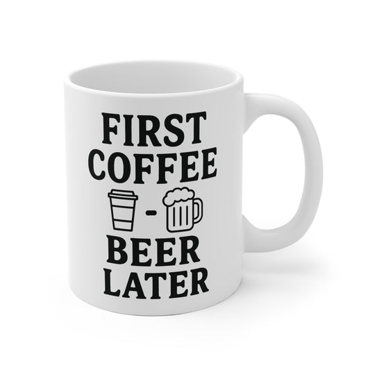 Keramische koffietas: First Coffee, Beer Later