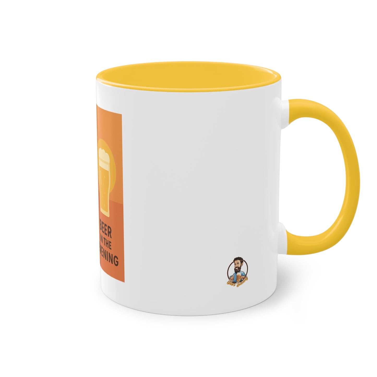 Tweekleurige koffietas: Koffie in de ochtend, bier in de avond.