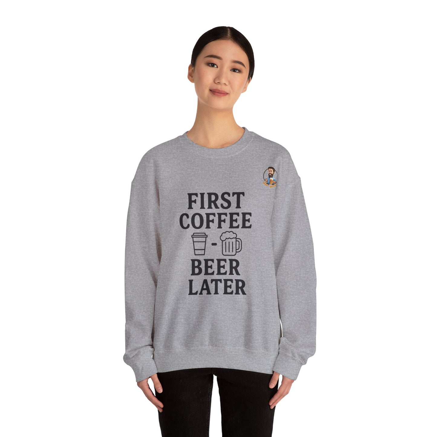 Unisex Heavy Blend™ Crewneck - First Coffee - Beer Later
