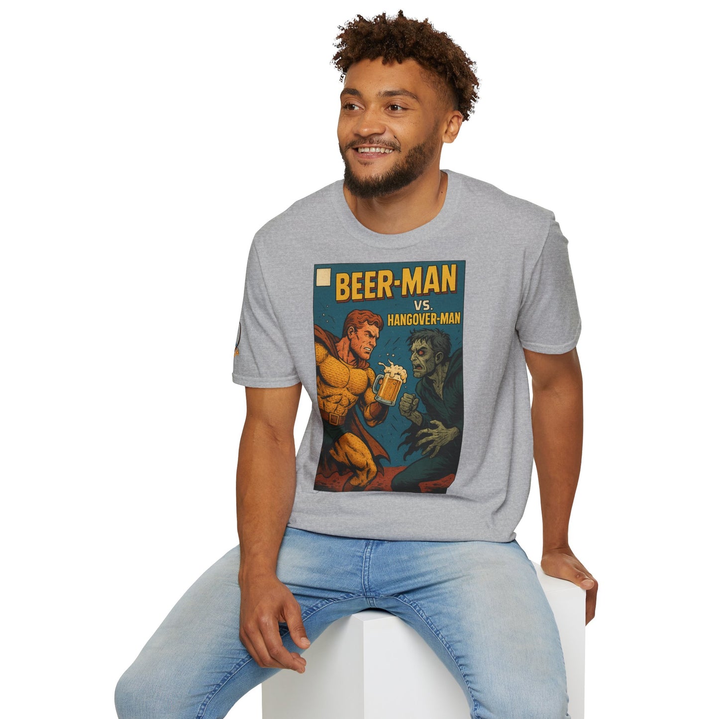 Unisex Softstyle T-Shirt - Beer-Man vs. Hangover Man Cover Style