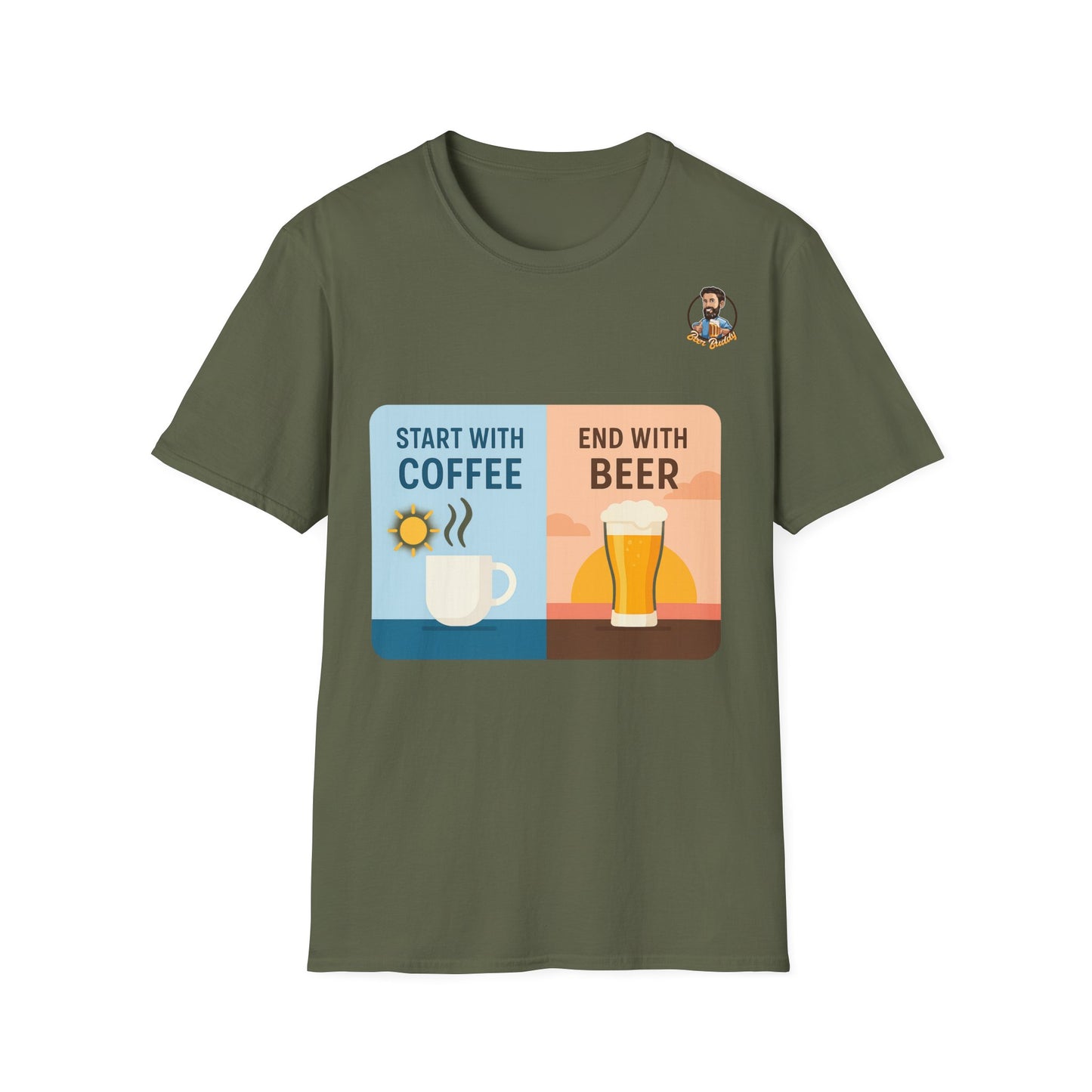 Unisex Softstyle T-Shirt - Start With Coffee End With Beer