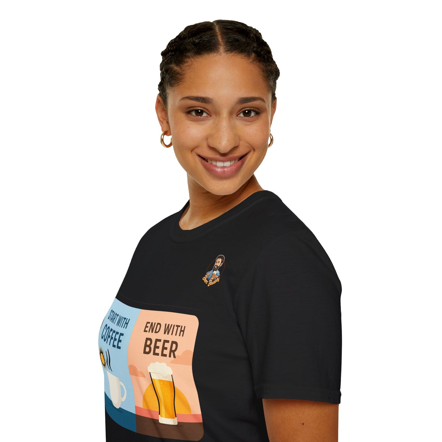 Unisex Softstyle T-Shirt - Start With Coffee End With Beer