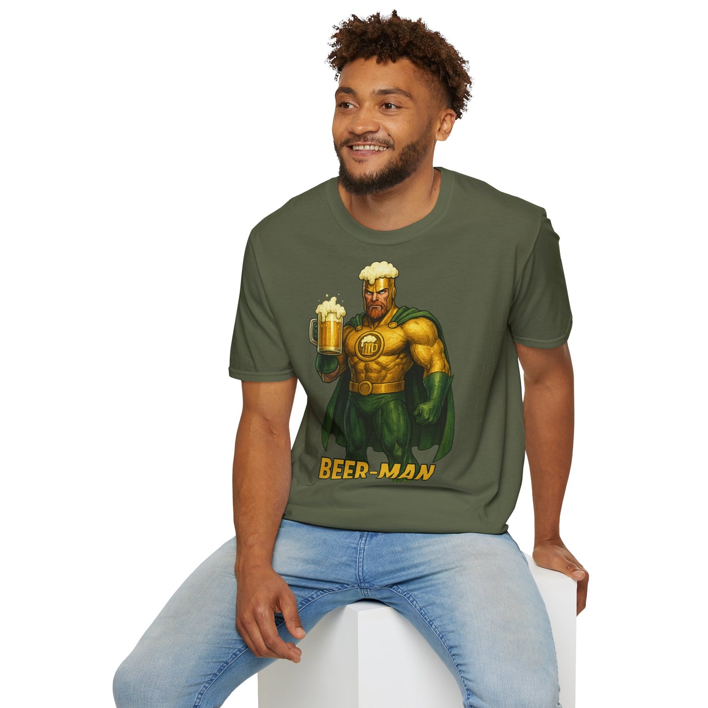Unisex Softstyle T-Shirt - Beer-Man Superhero