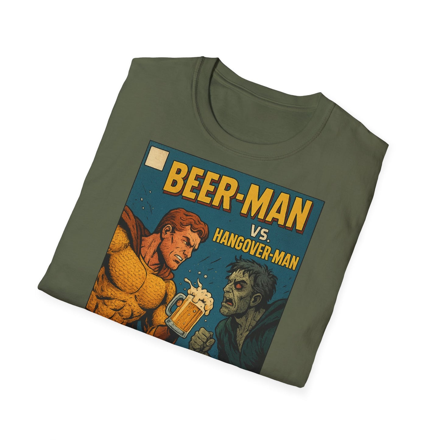 Unisex Softstyle T-Shirt - Beer-Man vs. Hangover Man Cover Style