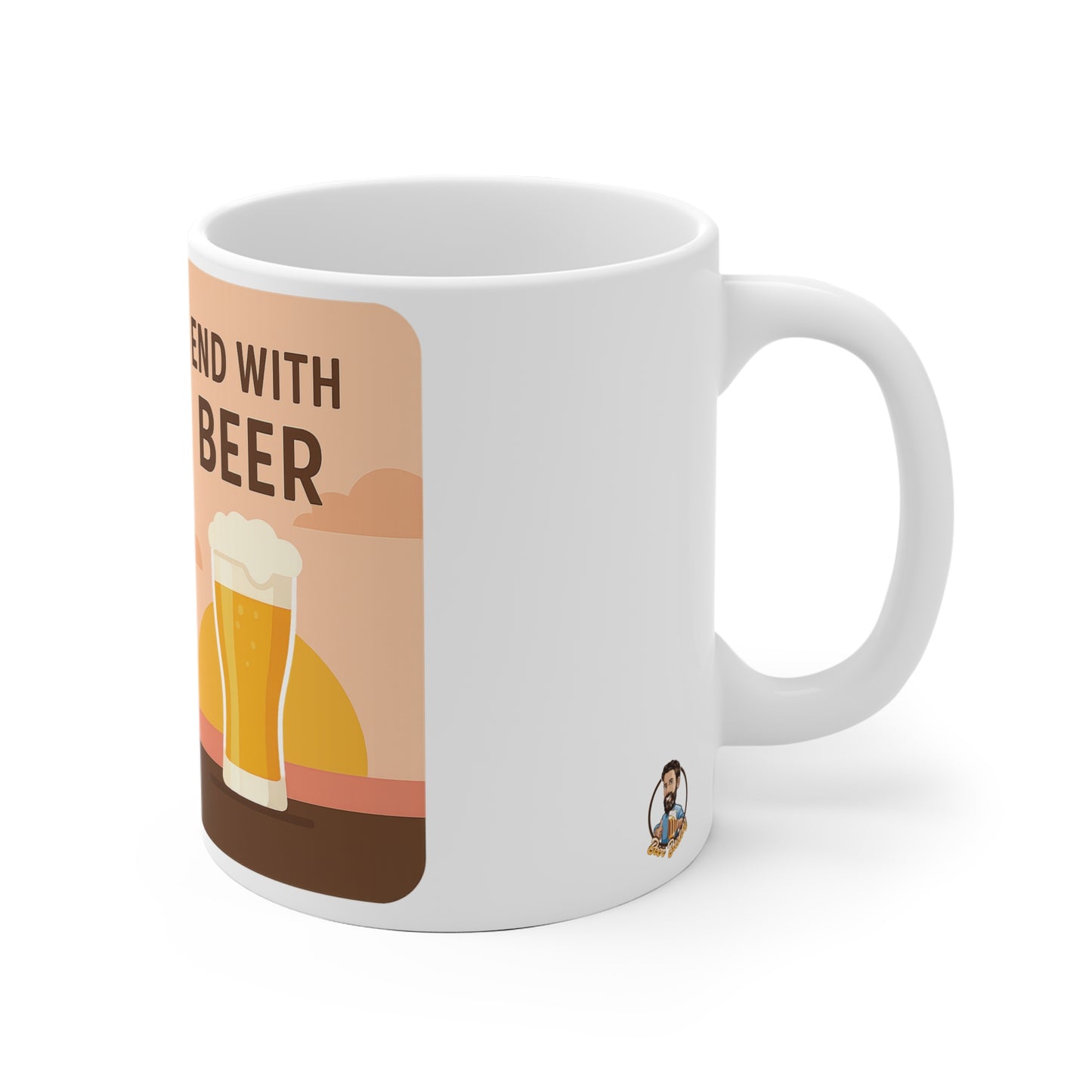 Keramische koffietas - "Start with Coffee, end with beer"