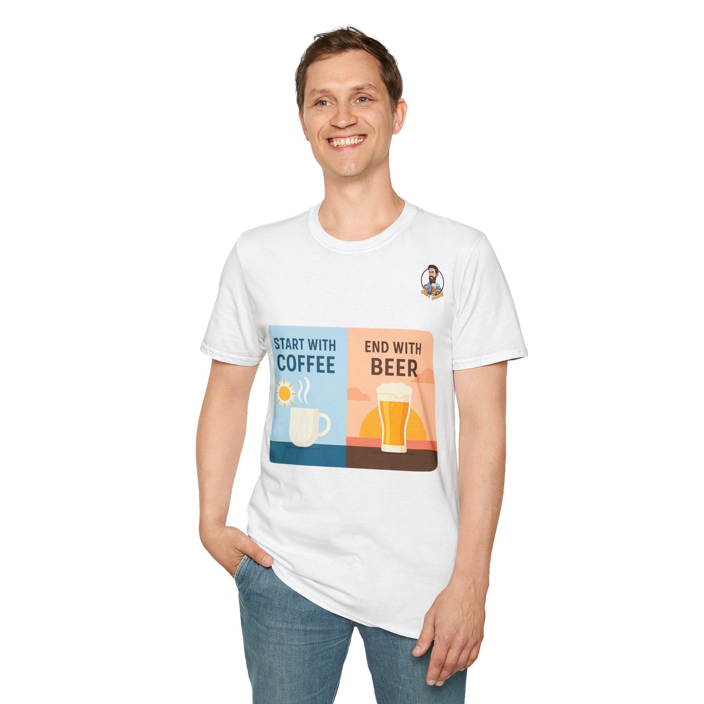 Unisex Softstyle T-Shirt - Start With Coffee End With Beer