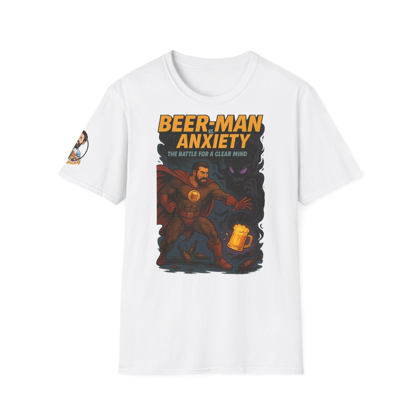 Unisex Soft-style T-Shirt - Beer-Man vs. Anxiety