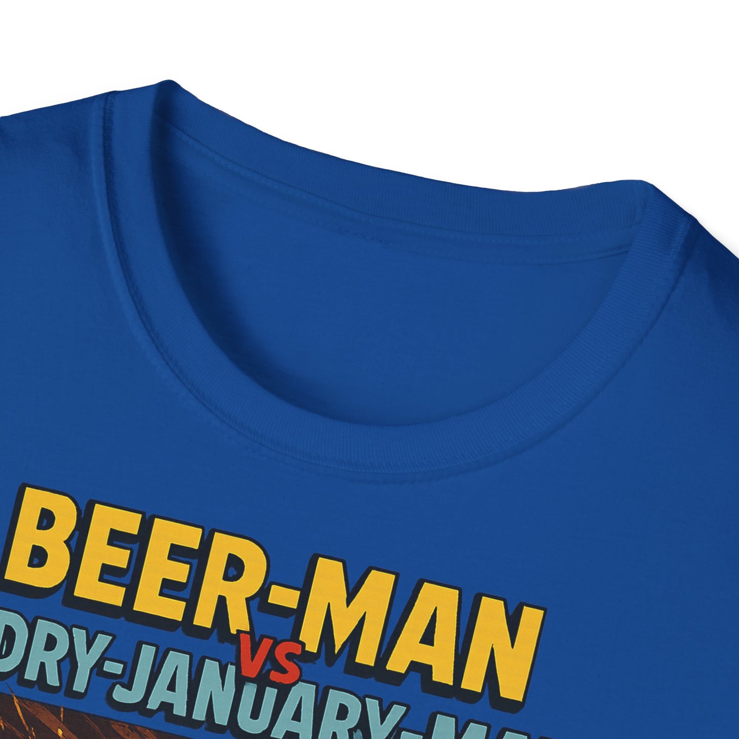 Unisex Softstyle T-Shirt:  Beer-Man vs Dry-January Man