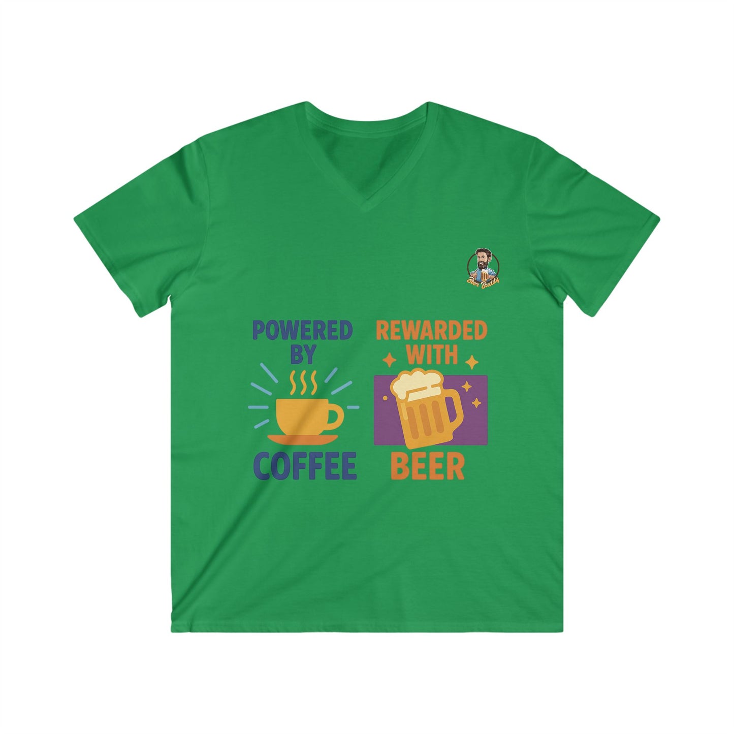 Unisex Soft-Style V-neck T-shirt - Eerst koffie. Dan bier