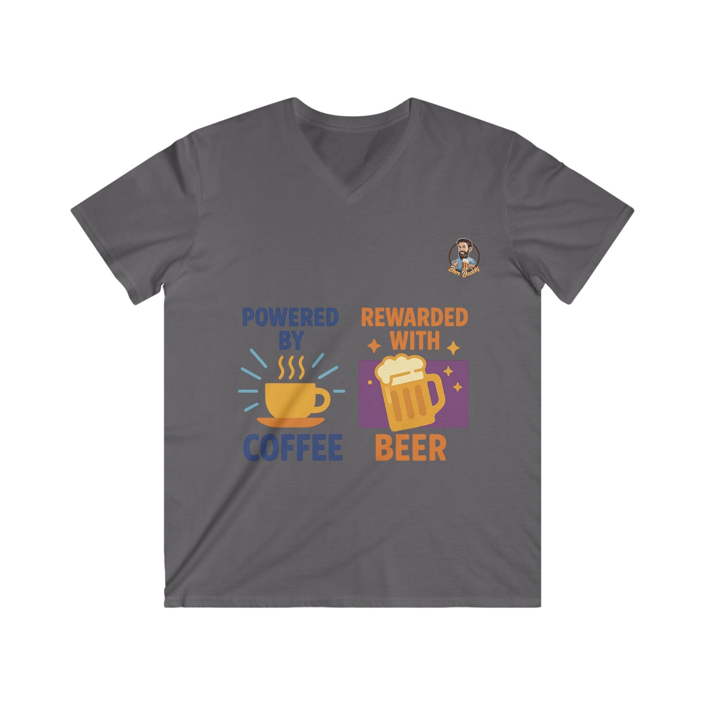 Unisex Soft-Style V-neck T-shirt - Eerst koffie. Dan bier