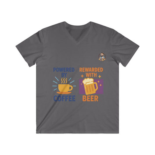 Unisex Soft-Style V-neck T-shirt - Eerst koffie. Dan bier