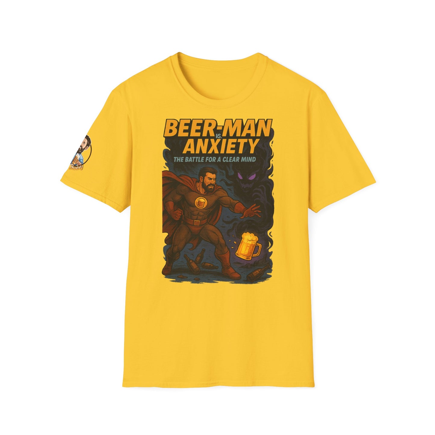 Unisex Soft-style T-Shirt - Beer-Man vs. Anxiety