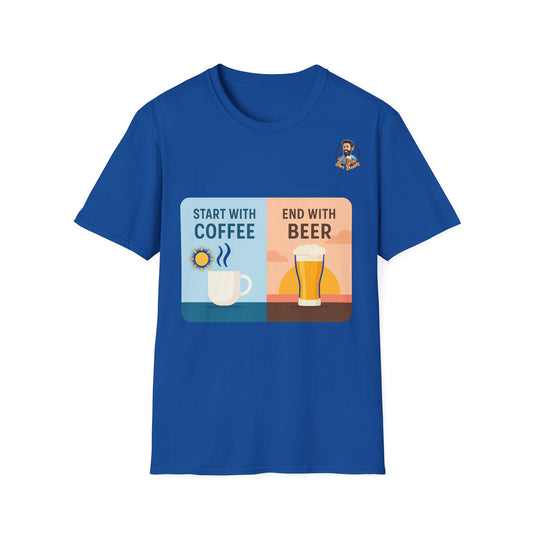 Unisex Softstyle T-Shirt - Start With Coffee End With Beer