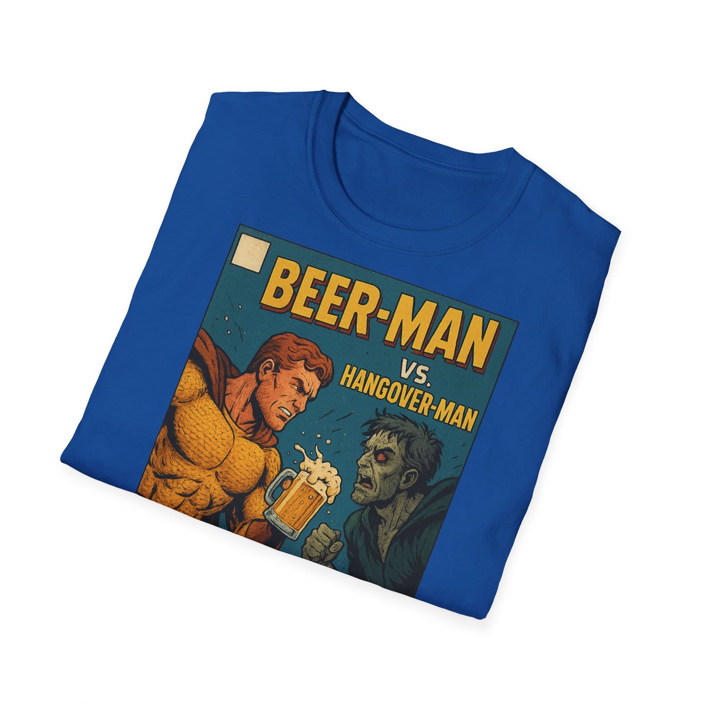 Unisex Softstyle T-Shirt - Beer-Man vs. Hangover Man Cover Style