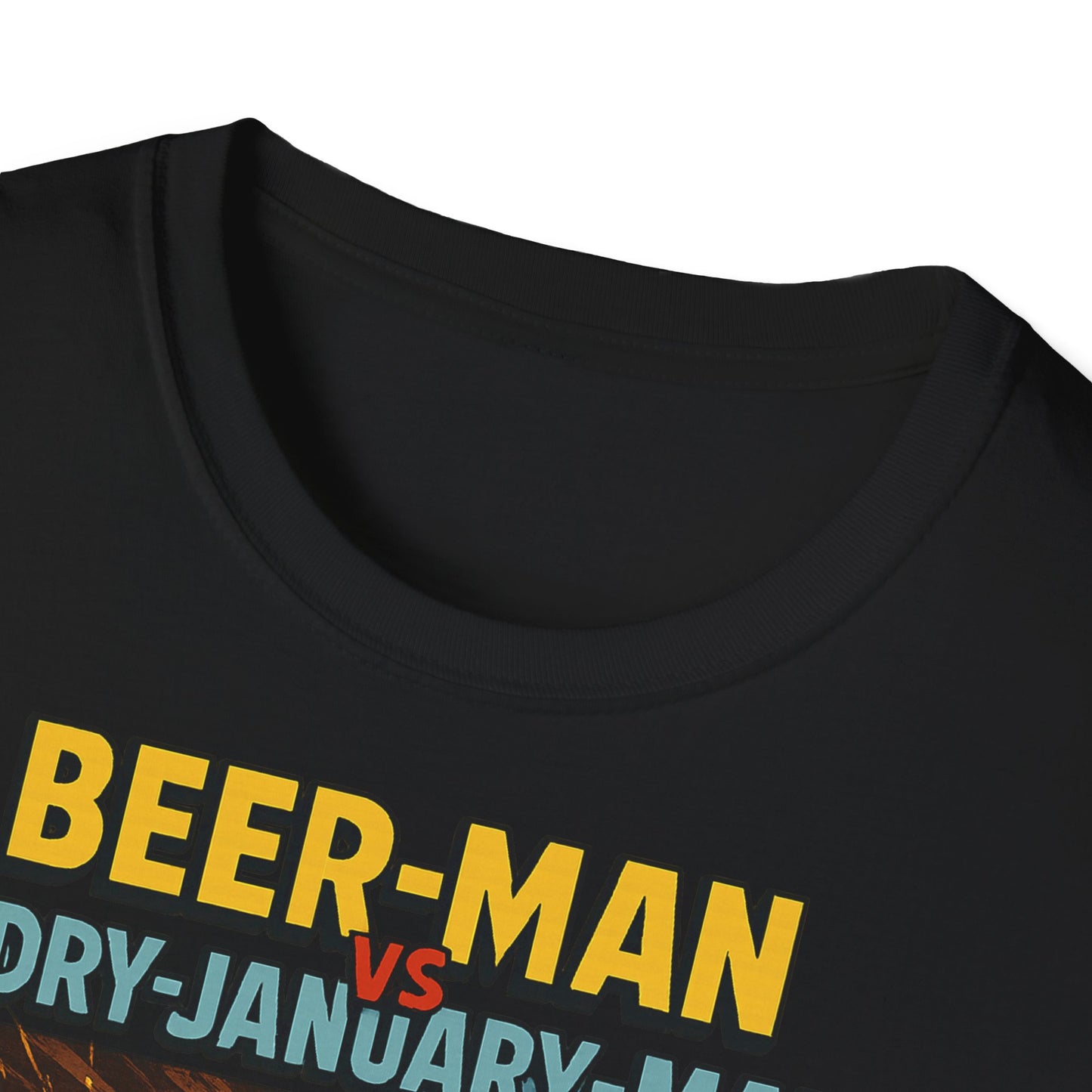 Unisex Softstyle T-Shirt:  Beer-Man vs Dry-January Man