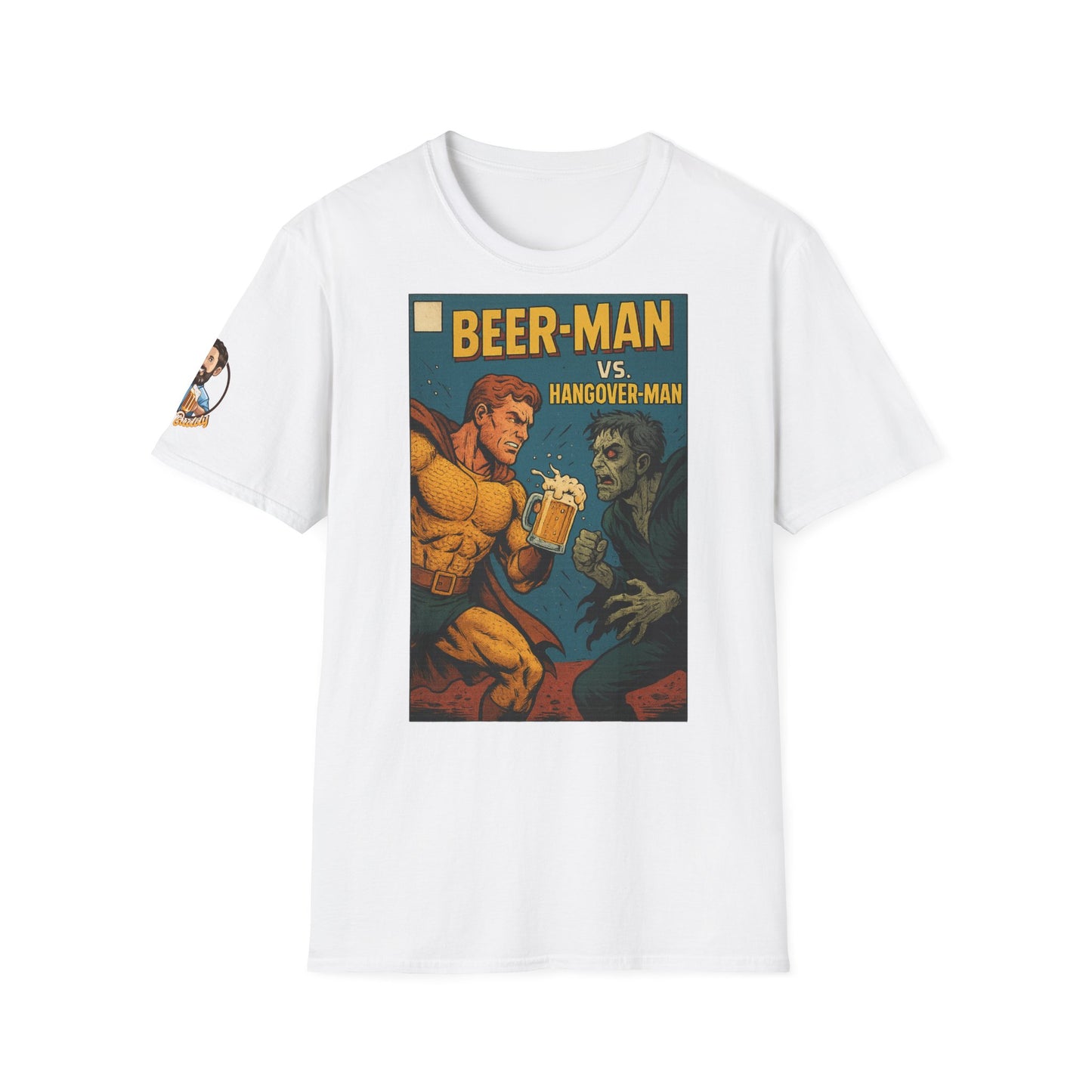 Unisex Softstyle T-Shirt - Beer-Man vs. Hangover Man Cover Style