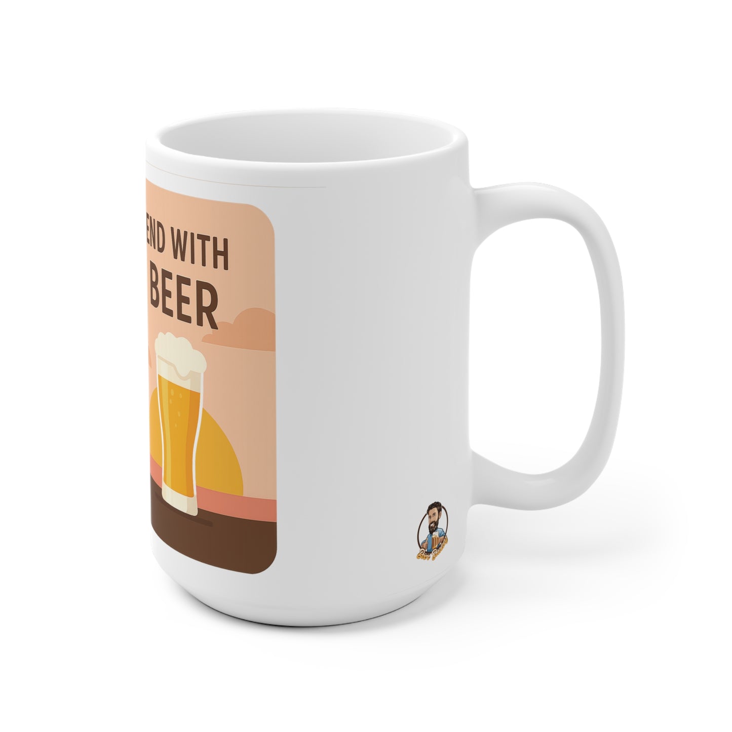 Keramische koffietas - "Start with Coffee, end with beer"