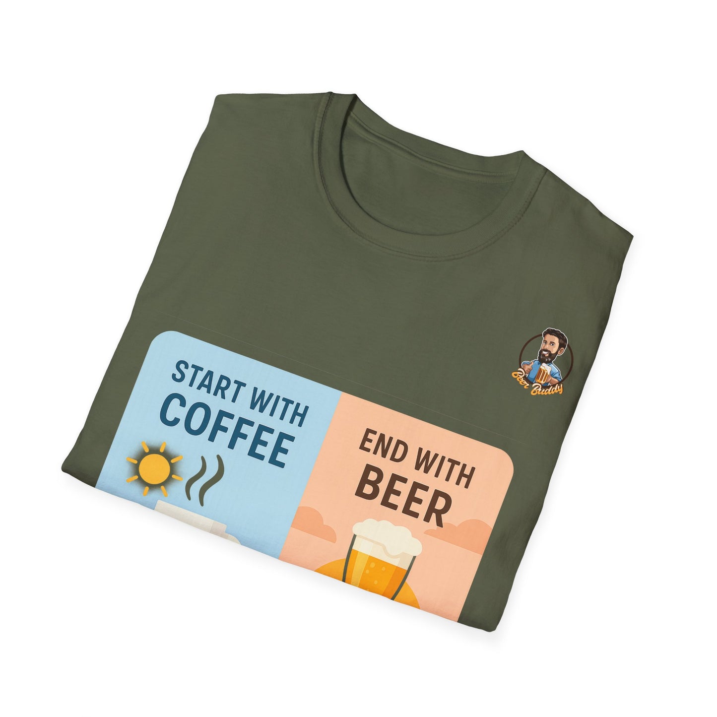 Unisex Softstyle T-Shirt - Start With Coffee End With Beer