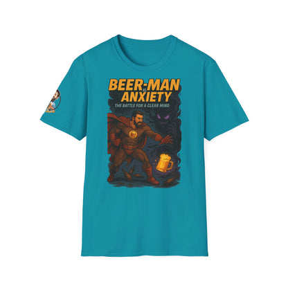 Unisex Soft-style T-Shirt - Beer-Man vs. Anxiety