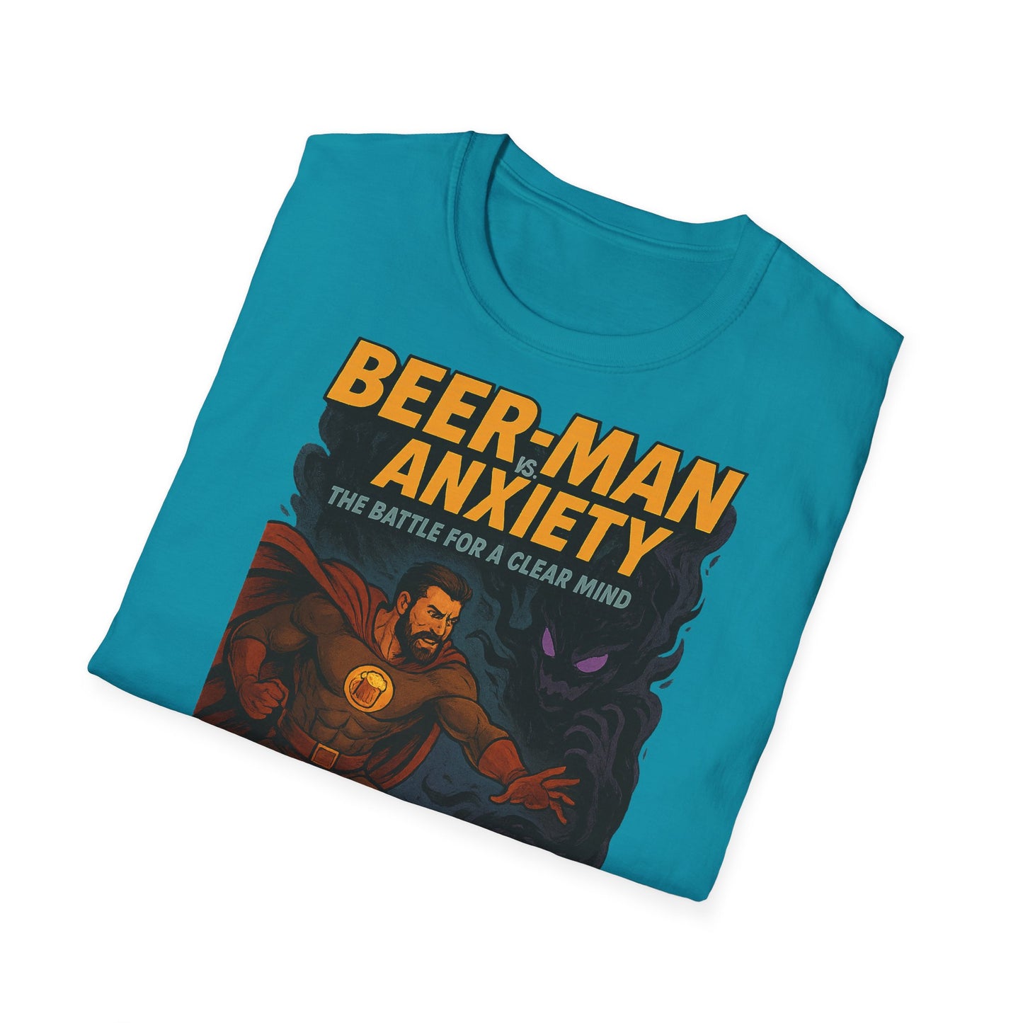 Unisex Soft-style T-Shirt - Beer-Man vs. Anxiety